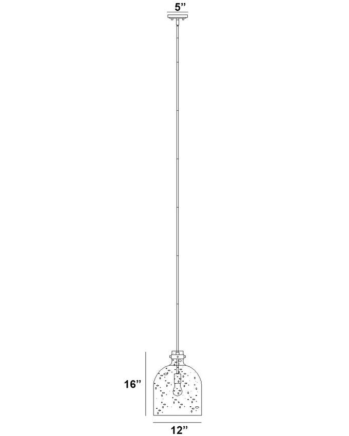 Z-Lite Pearson 12" 1-Light Matte Black Pendant Light With Clear Seedy Glass Shade
