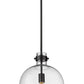Z-Lite Pearson 12" 1-Light Matte Black Pendant Light With Clear Seedy Glass Shade