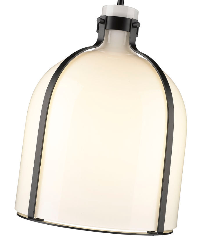 Z-Lite Pearson 12" 1-Light Matte Black Pendant Light With White Opal Glass Shade