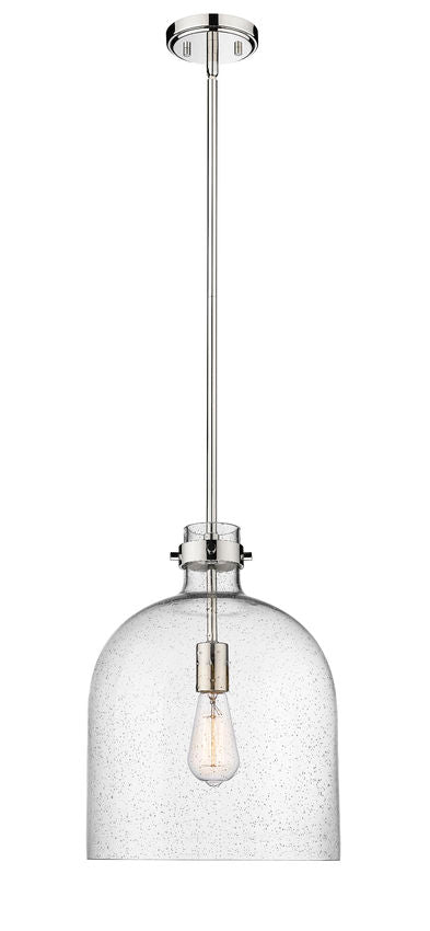 Z-Lite Pearson 12" 1-Light Polished Nickel Pendant Light With Clear Seedy Glass Shade