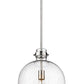 Z-Lite Pearson 12" 1-Light Polished Nickel Pendant Light With Clear Seedy Glass Shade