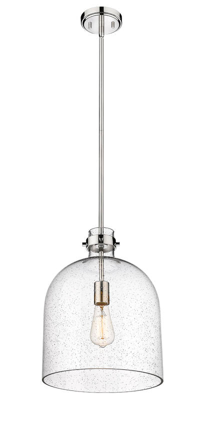 Z-Lite Pearson 12" 1-Light Polished Nickel Pendant Light With Clear Seedy Glass Shade