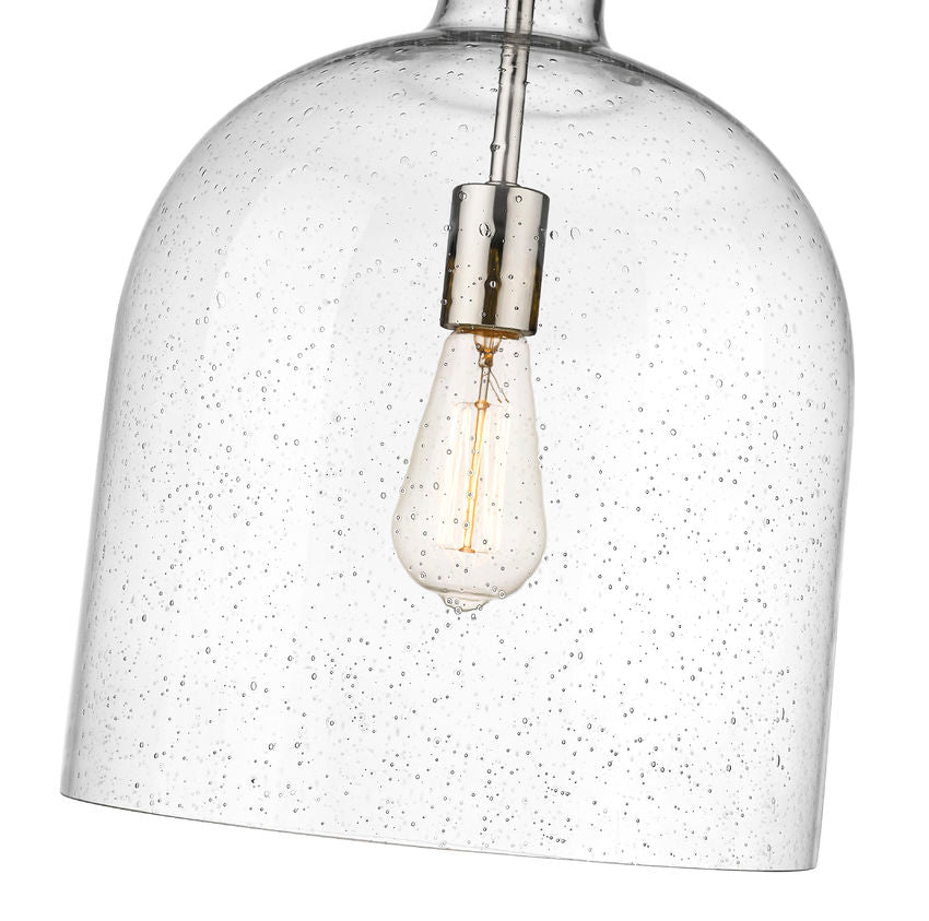 Z-Lite Pearson 12" 1-Light Polished Nickel Pendant Light With Clear Seedy Glass Shade