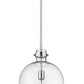 Z-Lite Pearson 12" 1-Light Polished Nickel Pendant Light With Clear Seedy Glass Shade