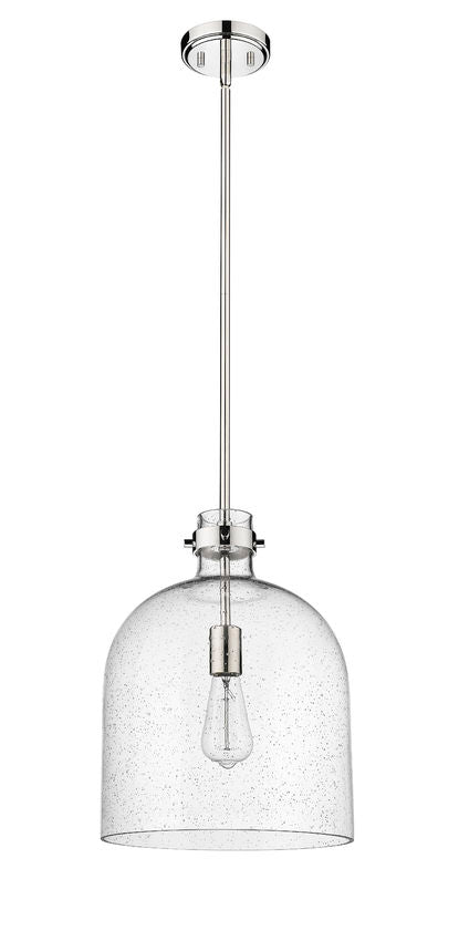 Z-Lite Pearson 12" 1-Light Polished Nickel Pendant Light With Clear Seedy Glass Shade