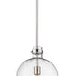 Z-Lite Pearson 12" 1-Light Polished Nickel Pendant Light With Clear Seedy Glass Shade
