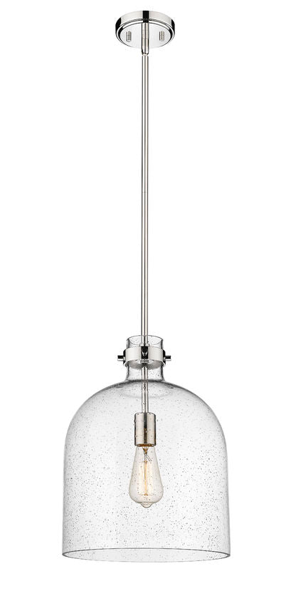 Z-Lite Pearson 12" 1-Light Polished Nickel Pendant Light With Clear Seedy Glass Shade