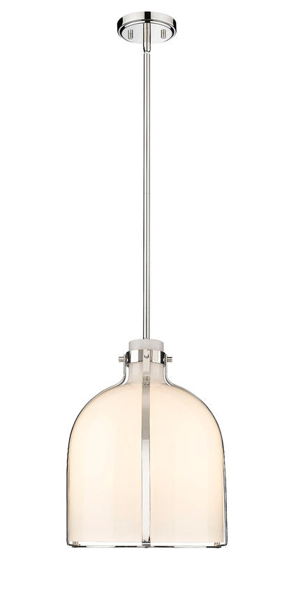 Z-Lite Pearson 12" 1-Light Polished Nickel Pendant Light With White Opal Glass Shade