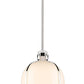 Z-Lite Pearson 12" 1-Light Polished Nickel Pendant Light With White Opal Glass Shade