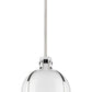 Z-Lite Pearson 12" 1-Light Polished Nickel Pendant Light With White Opal Glass Shade