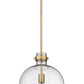 Z-Lite Pearson 12" 1-Light Rubbed Brass Pendant Light With Clear Seedy Glass Shade