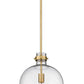 Z-Lite Pearson 12" 1-Light Rubbed Brass Pendant Light With Clear Seedy Glass Shade
