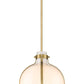 Z-Lite Pearson 12" 1-Light Rubbed Brass Pendant Light With White Opal Glass Shade