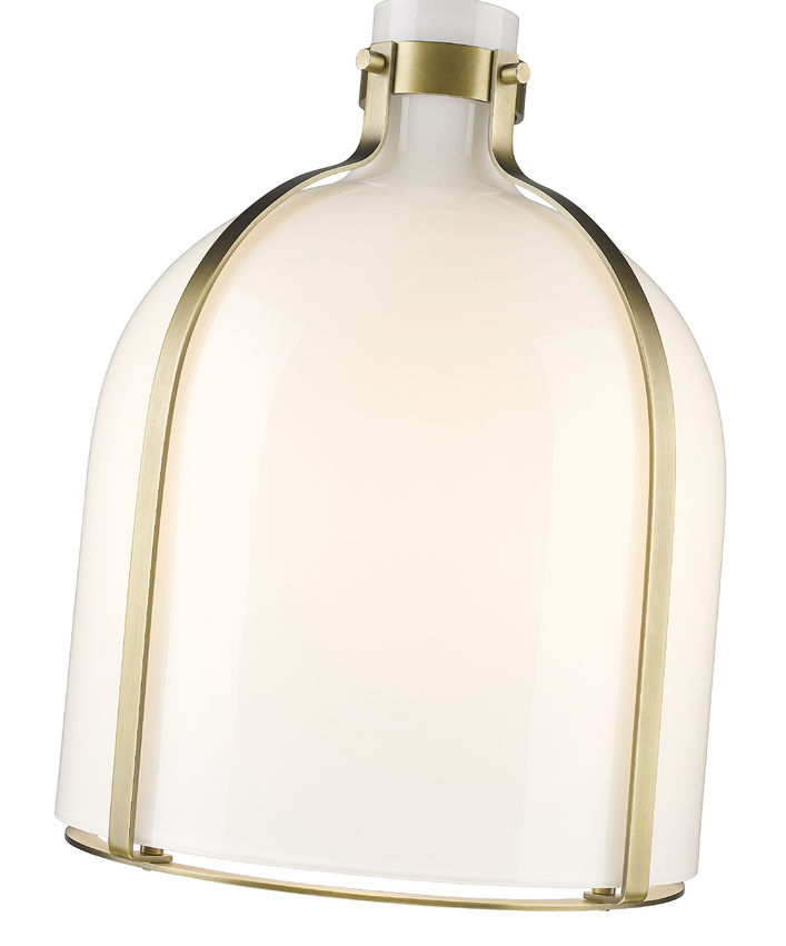 Z-Lite Pearson 12" 1-Light Rubbed Brass Pendant Light With White Opal Glass Shade