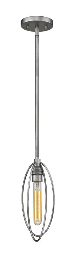 Z-Lite Persis 6" 1-Light Old Silver Steel Pendant Light