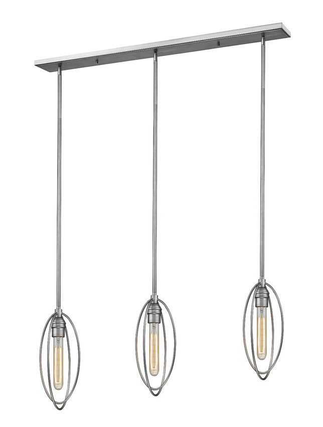 Z-Lite Persis 6" 3-Light Old Silver Steel Island Light