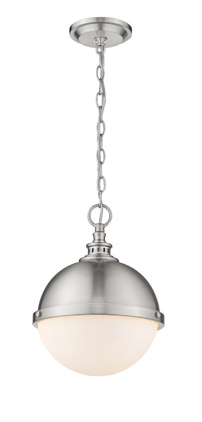 Z-Lite Peyton 12" 2-Light Brushed Nickel Mini Pendant Light With Opal Etched Glass Shade