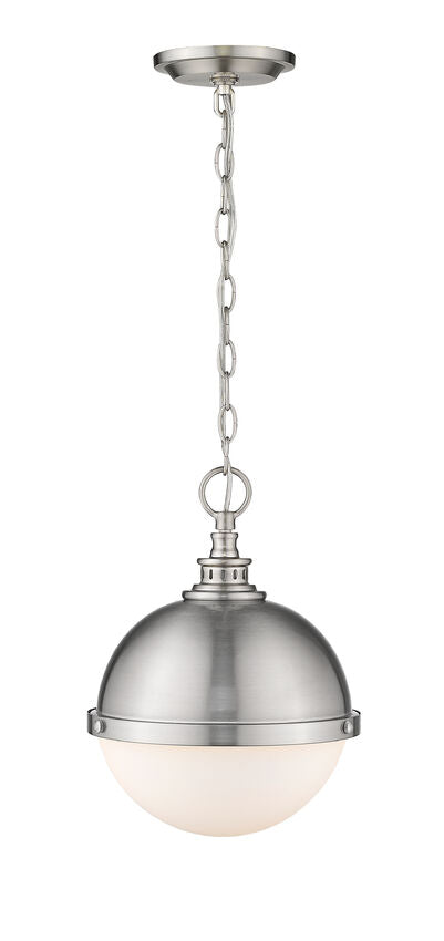 Z-Lite Peyton 12" 2-Light Brushed Nickel Mini Pendant Light With Opal Etched Glass Shade