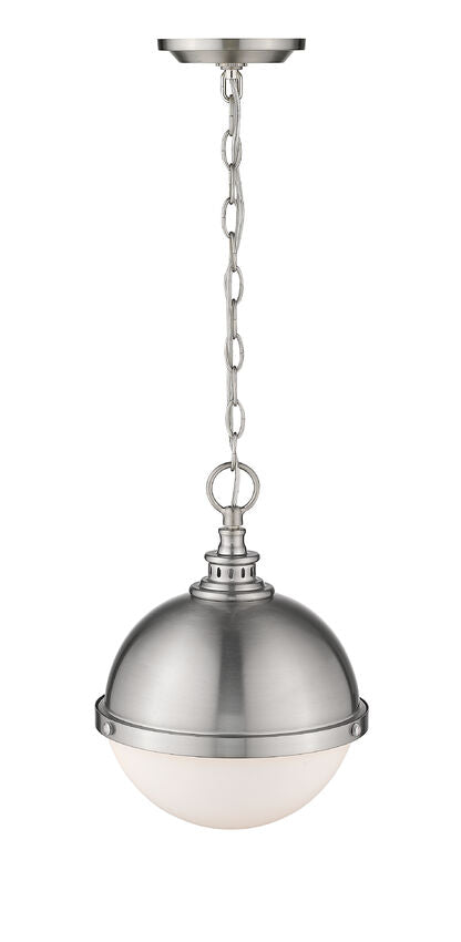 Z-Lite Peyton 12" 2-Light Brushed Nickel Mini Pendant Light With Opal Etched Glass Shade