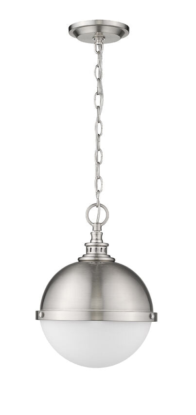 Z-Lite Peyton 12" 2-Light Brushed Nickel Mini Pendant Light With Opal Etched Glass Shade