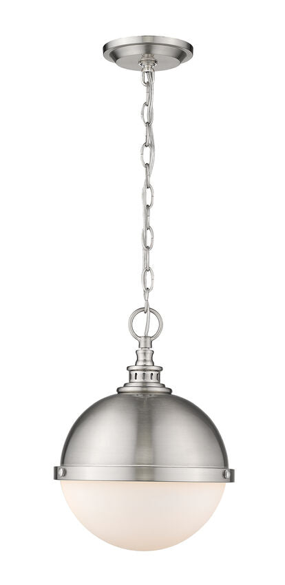 Z-Lite Peyton 12" 2-Light Brushed Nickel Mini Pendant Light With Opal Etched Glass Shade