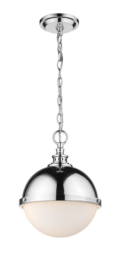 Z-Lite Peyton 12" 2-Light Chrome Mini Pendant Light With Opal Etched Glass Shade