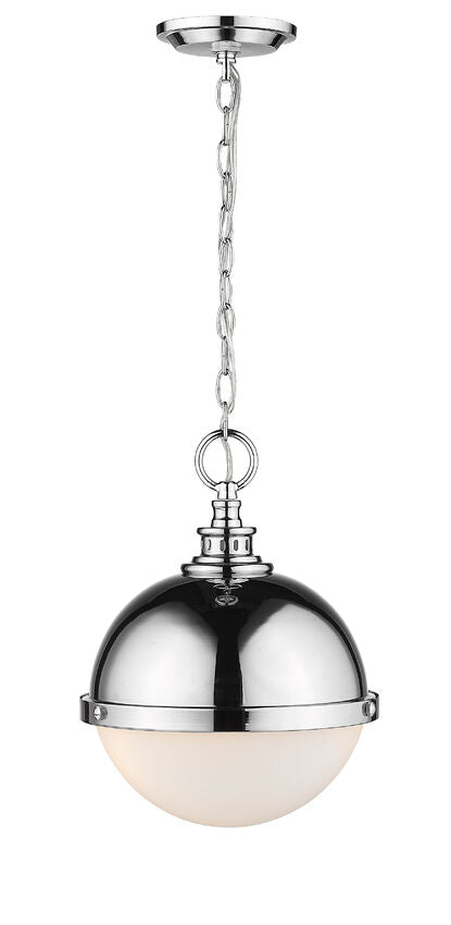 Z-Lite Peyton 12" 2-Light Chrome Mini Pendant Light With Opal Etched Glass Shade