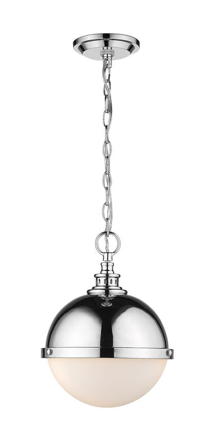 Z-Lite Peyton 12" 2-Light Chrome Mini Pendant Light With Opal Etched Glass Shade