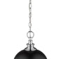Z-Lite Peyton 12" 2-Light Matte Black and Chrome Mini Pendant Light With Opal Etched Glass Shade