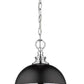Z-Lite Peyton 12" 2-Light Matte Black and Chrome Mini Pendant Light With Opal Etched Glass Shade