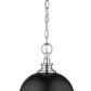 Z-Lite Peyton 12" 2-Light Matte Black and Chrome Mini Pendant Light With Opal Etched Glass Shade