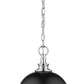 Z-Lite Peyton 12" 2-Light Matte Black and Chrome Mini Pendant Light With Opal Etched Glass Shade