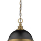 Z-Lite Peyton 12" 2-Light Matte Black and Factory Bronze Mini Pendant Light With Opal Etched Glass Shade