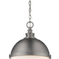 Z-Lite Peyton 15" 2-Light Antique Nickel Pendant Light With Opal Etched Glass Shade