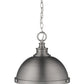 Z-Lite Peyton 15" 2-Light Antique Nickel Pendant Light With Opal Etched Glass Shade