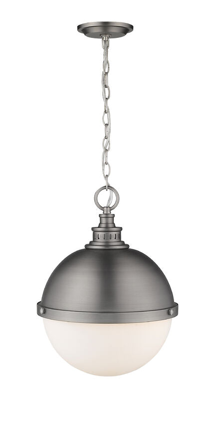Z-Lite Peyton 15" 2-Light Antique Nickel Pendant Light With Opal Etched Glass Shade