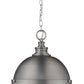 Z-Lite Peyton 15" 2-Light Antique Nickel Pendant Light With Opal Etched Glass Shade