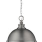 Z-Lite Peyton 15" 2-Light Antique Nickel Pendant Light With Opal Etched Glass Shade