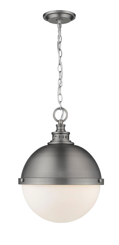 Z-Lite Peyton 15" 2-Light Antique Nickel Pendant Light With Opal Etched Glass Shade