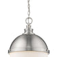 Z-Lite Peyton 15" 2-Light Brushed Nickel Pendant Light With Opal Etched Glass Shade