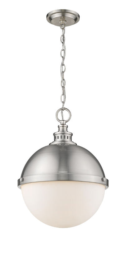 Z-Lite Peyton 15" 2-Light Brushed Nickel Pendant Light With Opal Etched Glass Shade