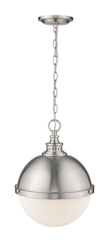 Z-Lite Peyton 15" 2-Light Brushed Nickel Pendant Light With Opal Etched Glass Shade