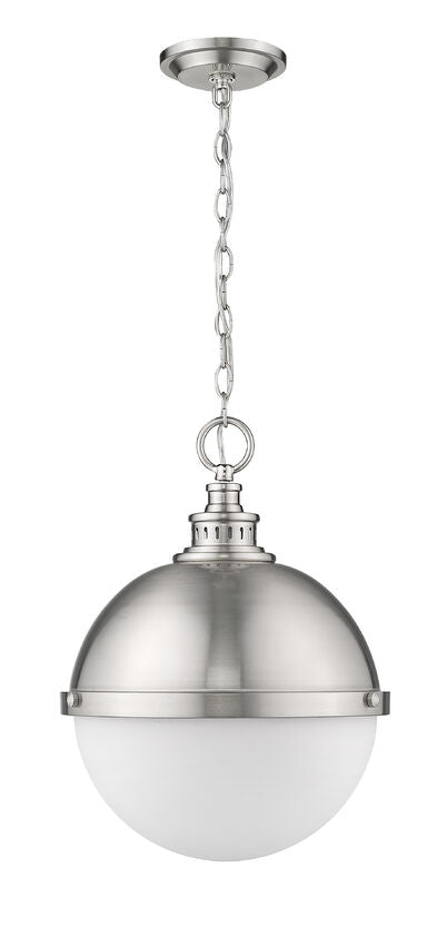 Z-Lite Peyton 15" 2-Light Brushed Nickel Pendant Light With Opal Etched Glass Shade