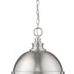 Z-Lite Peyton 15" 2-Light Brushed Nickel Pendant Light With Opal Etched Glass Shade