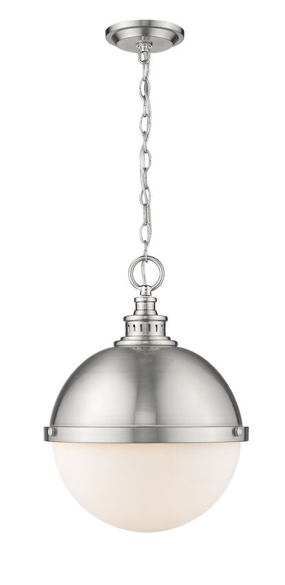 Z-Lite Peyton 15" 2-Light Brushed Nickel Pendant Light With Opal Etched Glass Shade