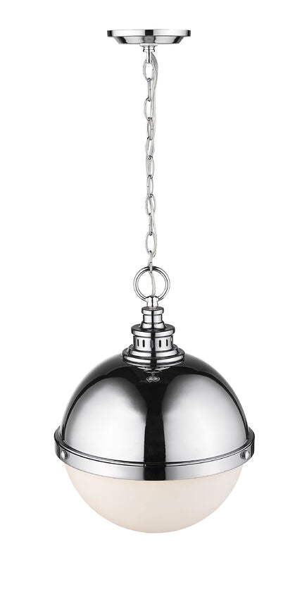 Z-Lite Peyton 15" 2-Light Chrome Pendant Light With Opal Etched Glass Shade