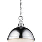 Z-Lite Peyton 15" 2-Light Chrome Pendant Light With Opal Etched Glass Shade