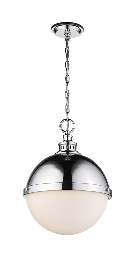 Z-Lite Peyton 15" 2-Light Chrome Pendant Light With Opal Etched Glass Shade