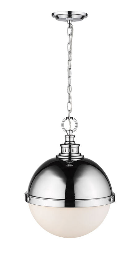 Z-Lite Peyton 15" 2-Light Chrome Pendant Light With Opal Etched Glass Shade