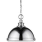Z-Lite Peyton 15" 2-Light Chrome Pendant Light With Opal Etched Glass Shade